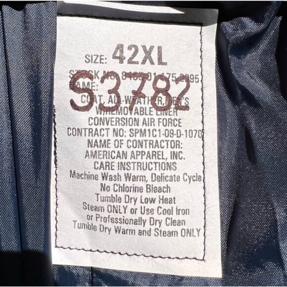 🌻Conversion Air Force Blue All-Weather Military Trench Coat Size 42XL - Picture 10 of 10